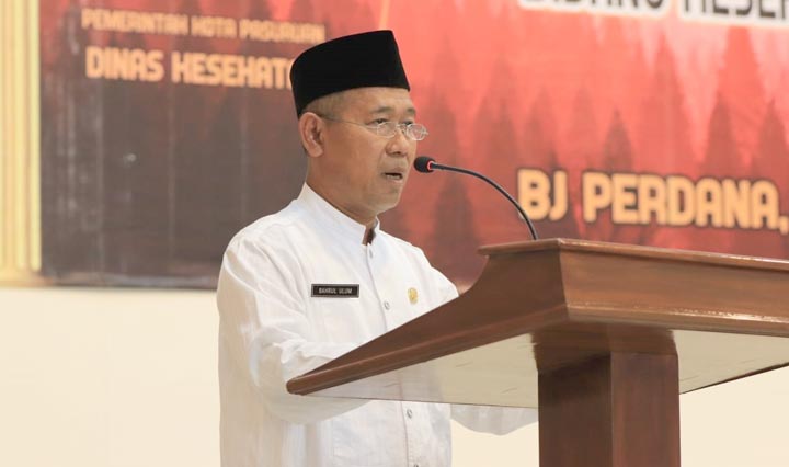 Sekretaris Daerah Kota Pasuruan Drs. H. Bahrul Ulum, M.M. saat membuka Forum Pemangku Kepentingan Dalam Rangka Rapat Koordinasi Perencanaan Bidang Kesehatan Tahun 2021.
