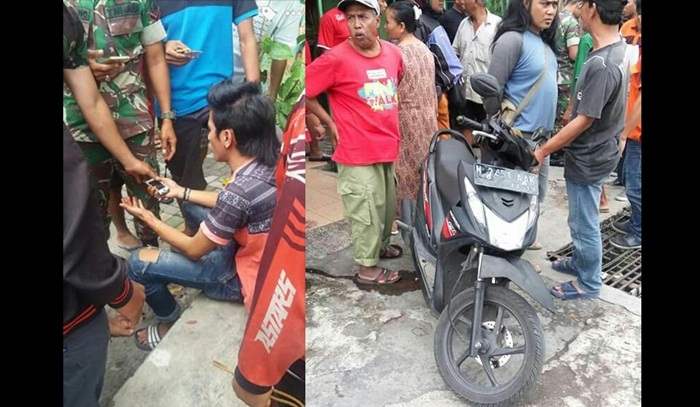 Pelaku berikut barang bukti berupa Hp dan sepeda motor Honda Beat hitam yang berhasil diamankan petugas dibantu masyarakat.