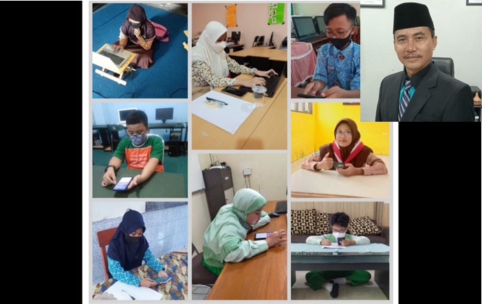 Para siswa peserta OSN 2022 saat mengikuti simulasi. inzet: Kepala Dispendik Gresik S. Hariyanto. foto: ist.