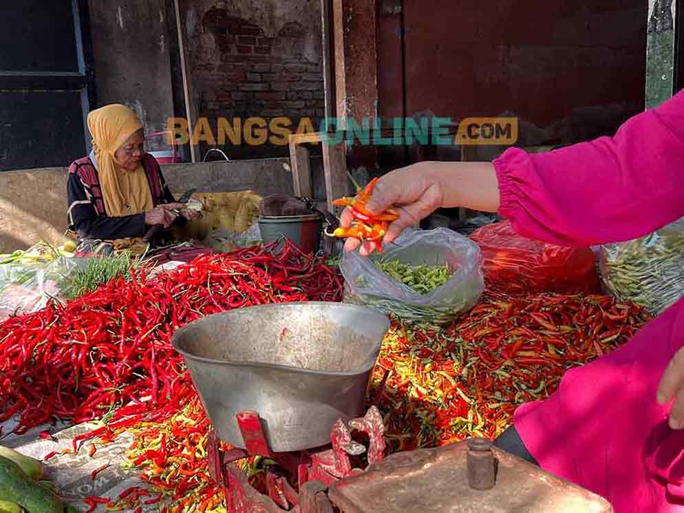 Cabai menjadi salah satu komoditas yang mengalami penurunan signifikan hari ini. Foto: Bangsaonline.