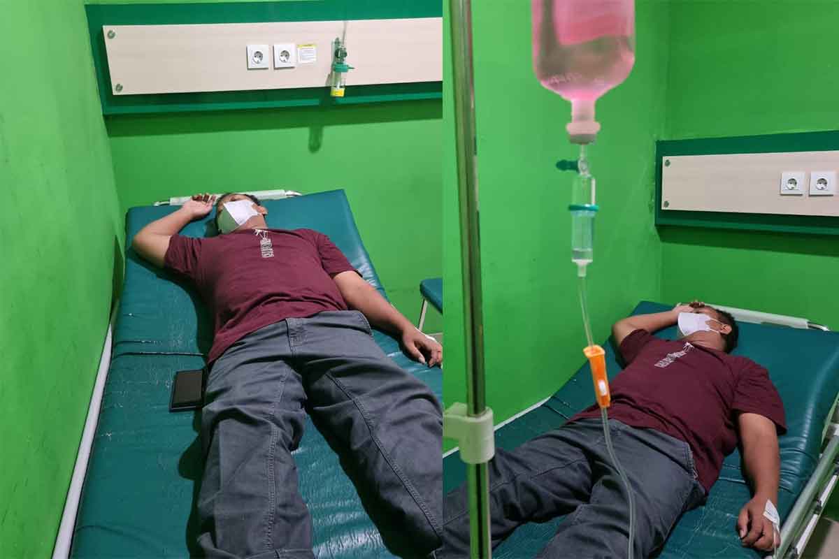 Korban pengeroyokan berinisial AN (41) saat menjalani perawatan di rumah sakit.