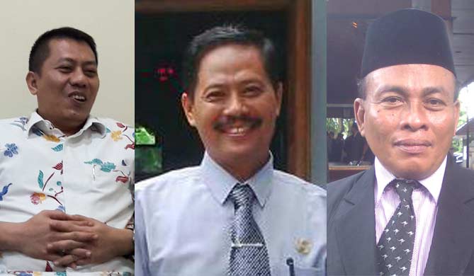Kadishub Andhy Hendro Wijaya, Kepala BKD M. Nadlif, dan Kepala Dispendik Mahin. foto: syuhud/ BANGSAONLINE