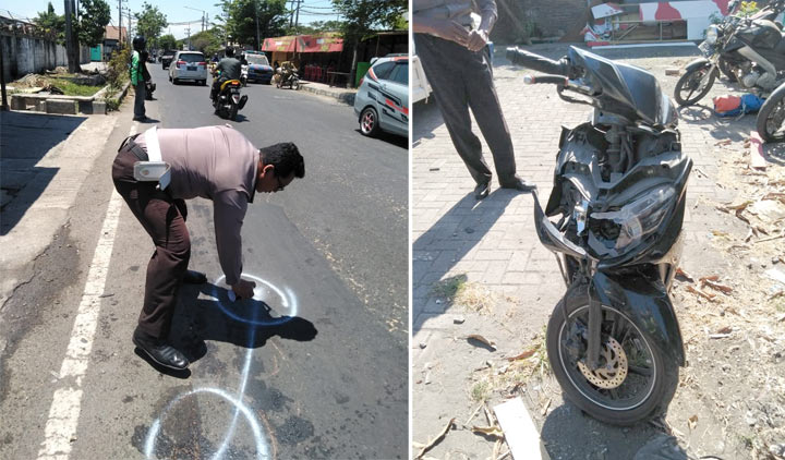 Petugas melakukan olah TKP di lokasi kejadian.