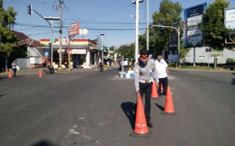 Simulasi penerapan bundaran. (foto: ist)