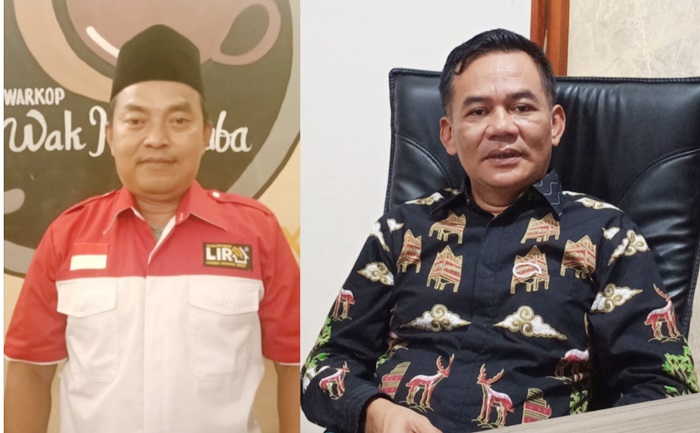 Ketua DPD LSM Lira Kabupaten Gresik Wiwit Arhamur RM dan Ketua Komisi III DPRD Gresik Sulisno Irbansyah. foto: SYUHUD/BANGSAONLINE