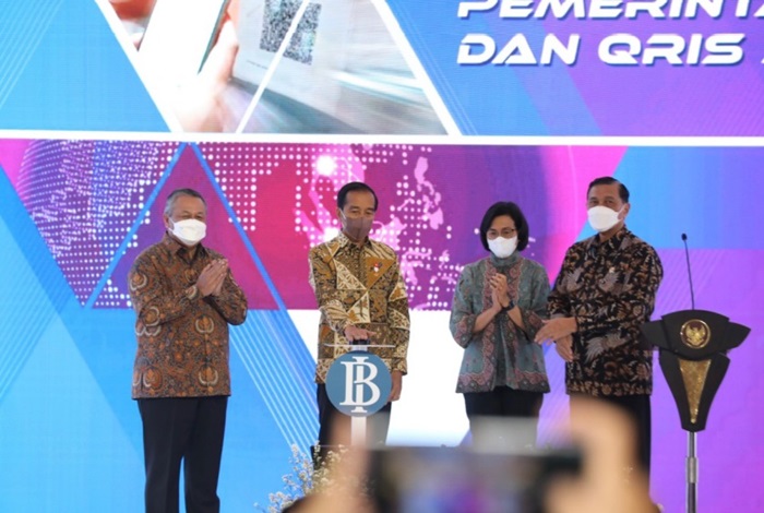 Presiden Joko Widodo saat meluncurkan Kartu Kredit Pemerintah Domestik (KKP Domestik) pada hari ini, Senin (29/8/2022) di Jakarta.