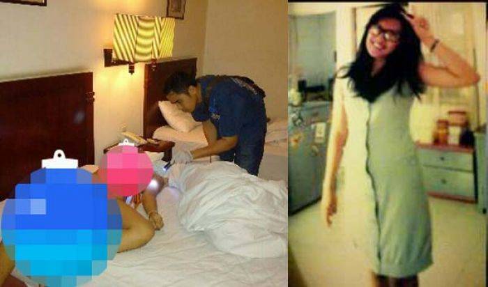 Petugas saat mengidentifikasi mayat korban di kamar hotel. Dan korban semasa hidup. foto: catur andi/ BANGSAONLINE 
