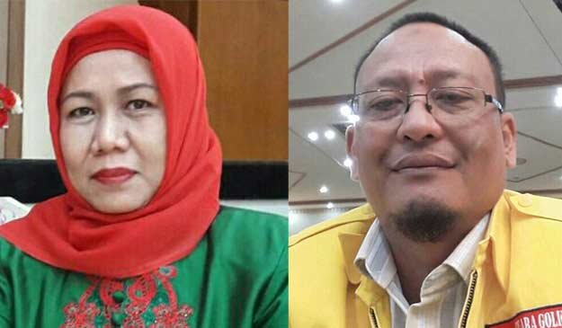 Ketua PDIP Gresik Siti Muafiyah dan Ketua Golkar Gresik Ahmad Nurhamin.