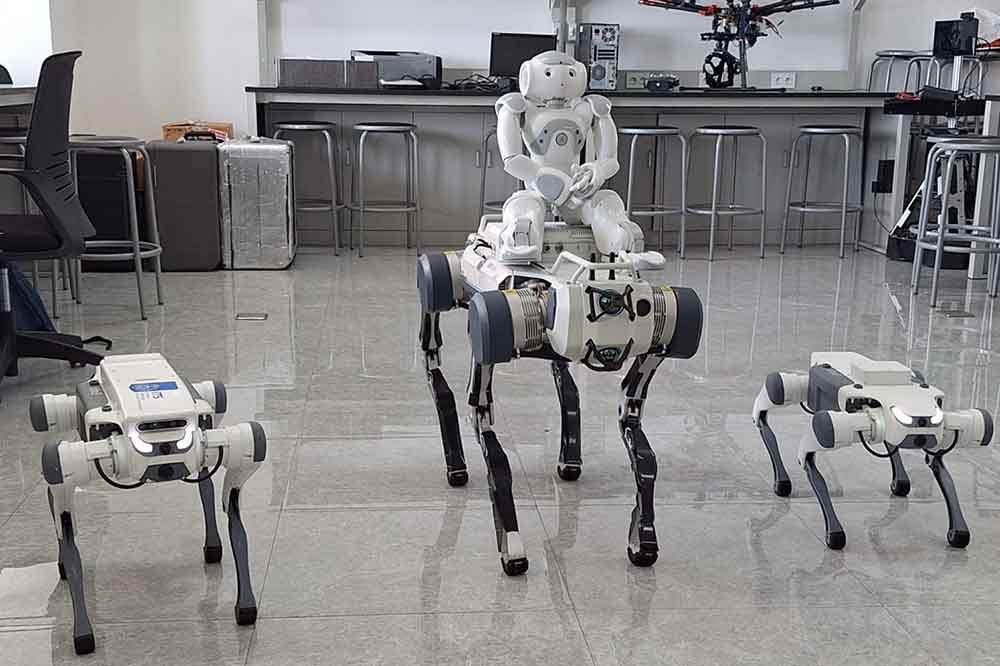 Robot Anjing Berkaki Empat yang dikembangkan secara kolaborasi antara Robotika ITS dengan Ezra Robotics. (Ist)