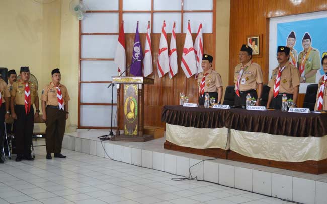 PENERUS BANGSA: Suasana pembukaan Muscab Pramuka Kwarcab Gresik. foto: syuhud/ BANGSAONLINE