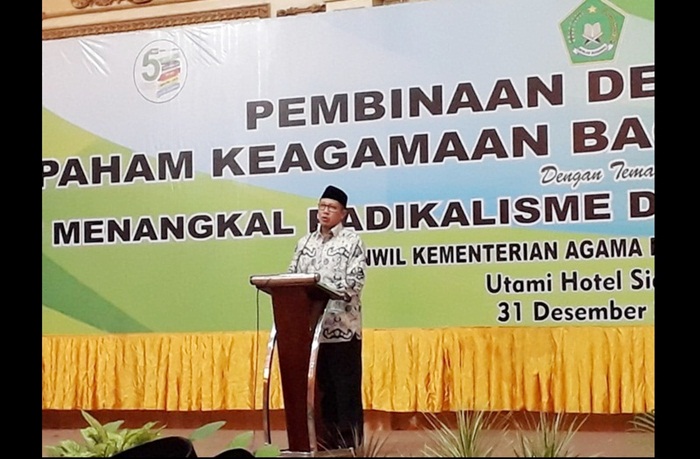 Menteri Agama Lukman Hakim Saefuddin saat memberikan sambutan.
