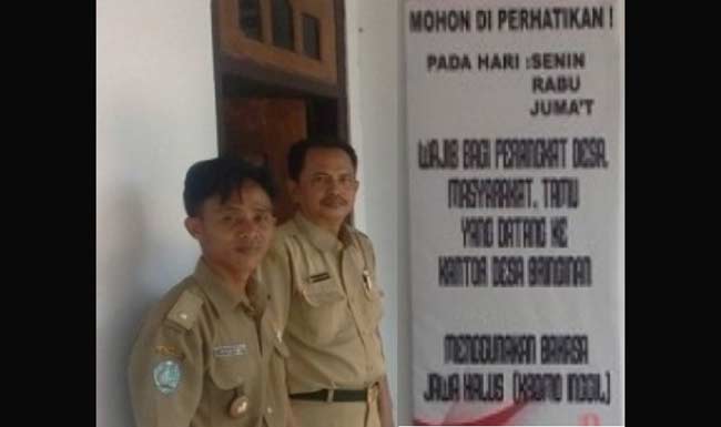 Imbauan untuk berbahasa krama inggil.