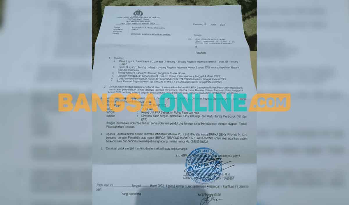 Bukti pengaduan. Foto: ARDIANZAH/BANGSAONLINE