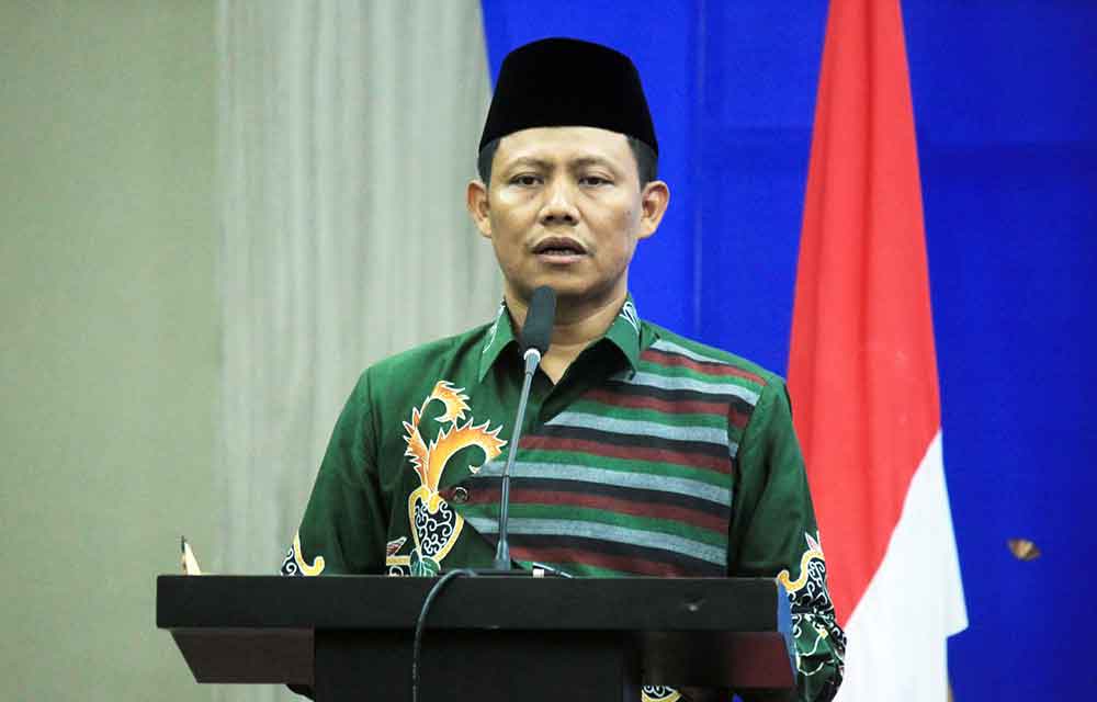 Wakil Wali Kota Pasuruan, H. M. Nawawi, saat memberi sambutan di wisuda sarjana Universitas Merdeka ke XXXVII.