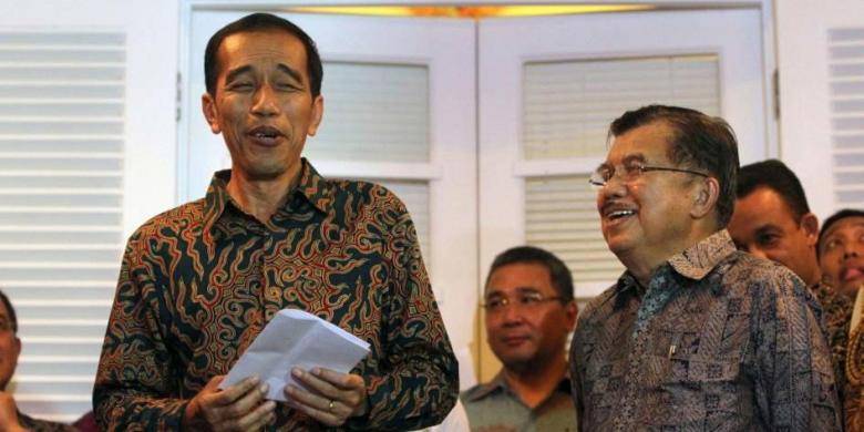 Presiden Joko Widodo dan  wakil presidenJusuf Kalla. foto: kompas