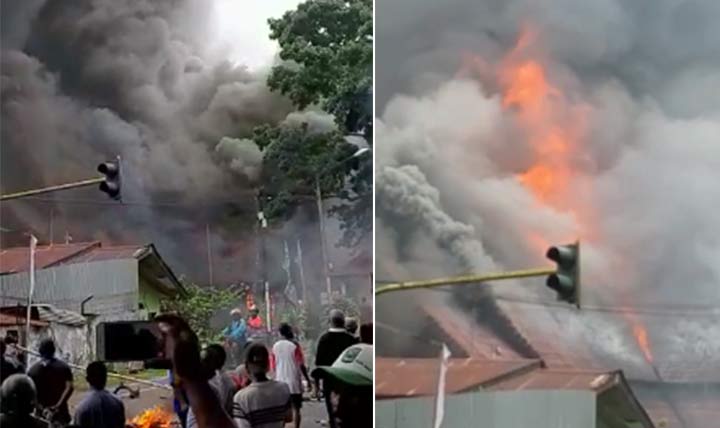 Kolase kebakaran gedung DPRD Papua Barat.