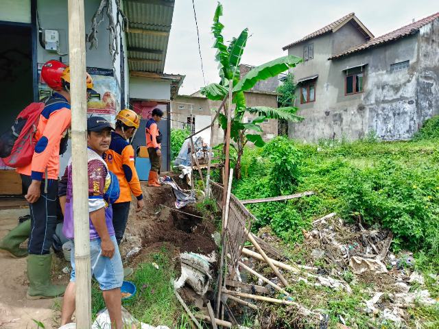 Lokasi ambruknya pondasi rumah warga Desa Pandanrejo, Kecamatan Bumiaji, Kota Batu