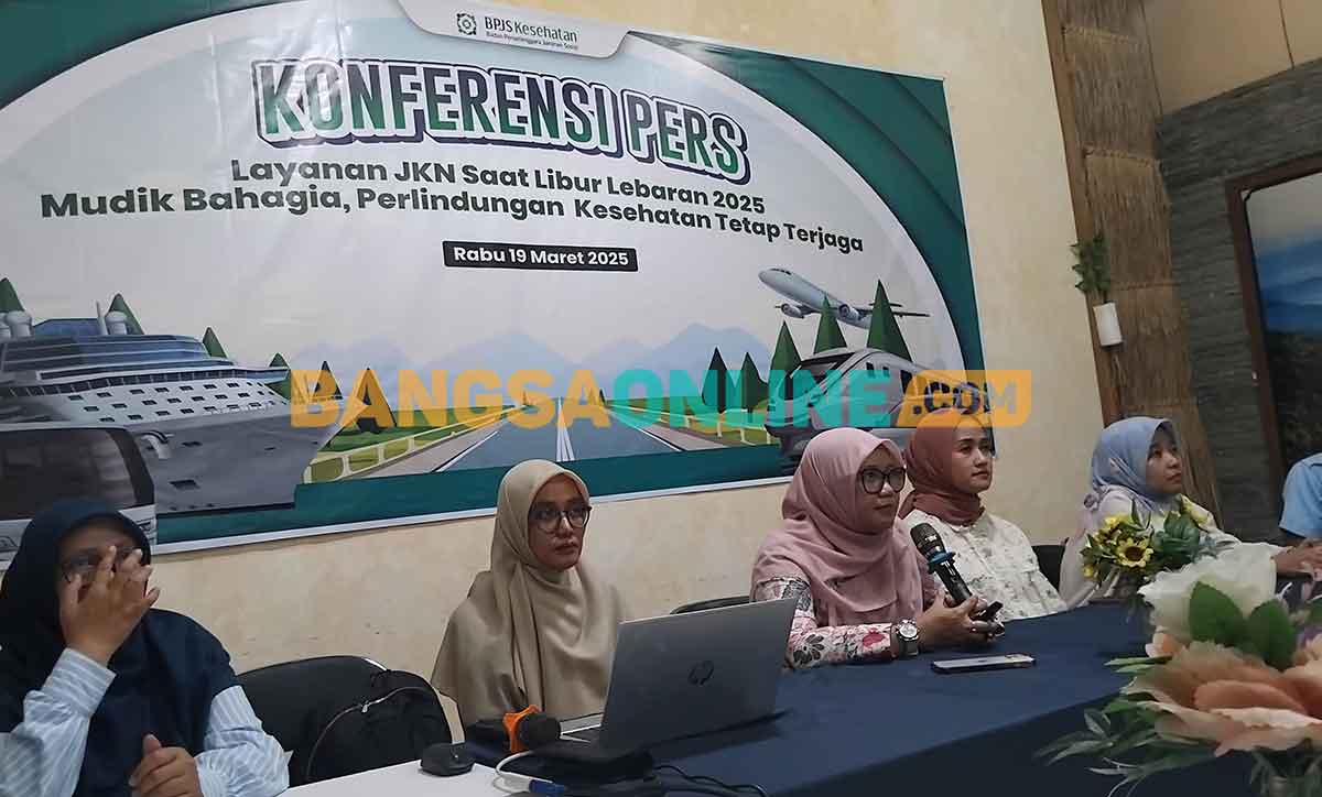 Konferensi pers yang digelar BPJS Madiun. Foto: HENDRO SUHARTONO/BANGSAONLINE