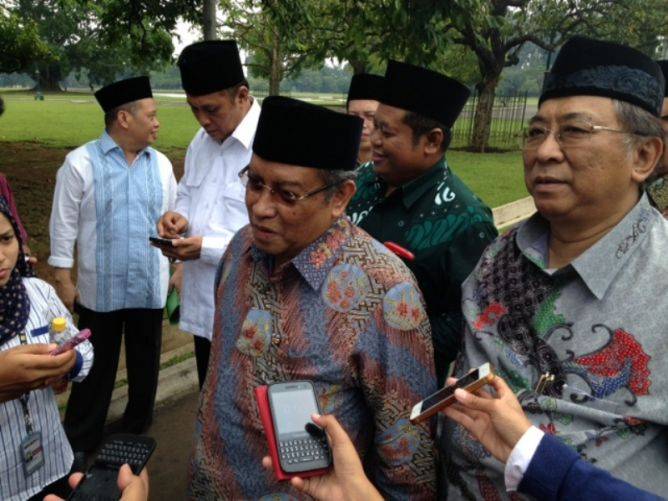 KH Said Said Aqiel Siradj dan rombongan PBNU saat di Istana Bogor. Foto: mtvn