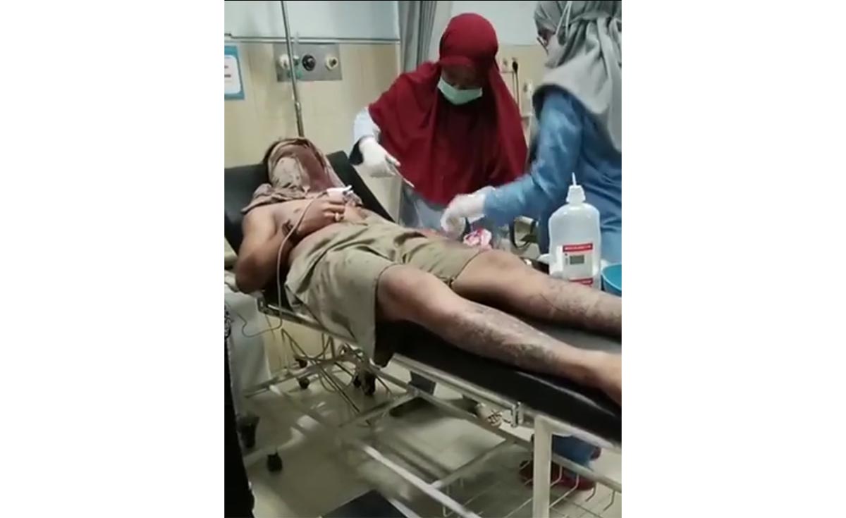 Korban saat dirawat di rumah sakit usai menjadi korban begal.