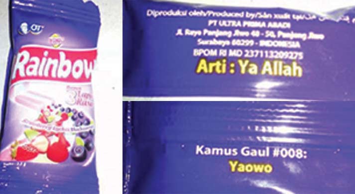 Bungkus permen Rainbow yang kini meresahkan umat Islam di Jawa Timur
