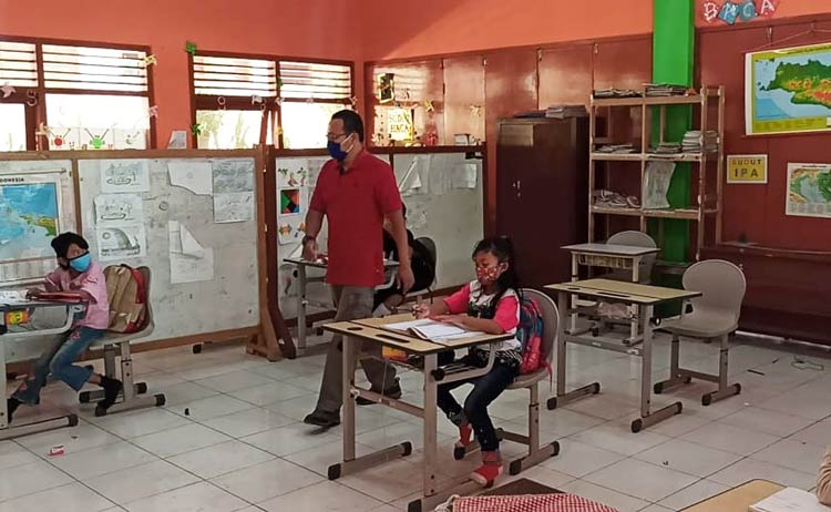 Kegiatan pembelajaran tatap muka SDN 04 Gunungsari.