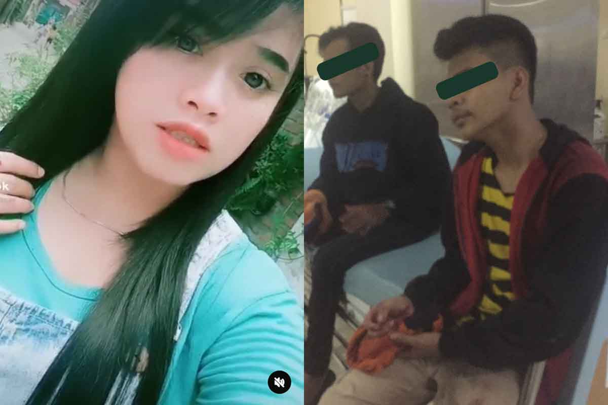 Rena atau Andini (yang diperebutkan) dan kedua pria bernama Wahyu dan Agung saat berada di IGD RSUD Soewandi usai terlibat bacokan, Senin (6/3/2023)
