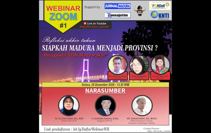 Webinar dengan tema "Siapkah Madura Menjadi Provinsi?" dengan pemateri sejumlah tokoh Madura. foto: istimewa