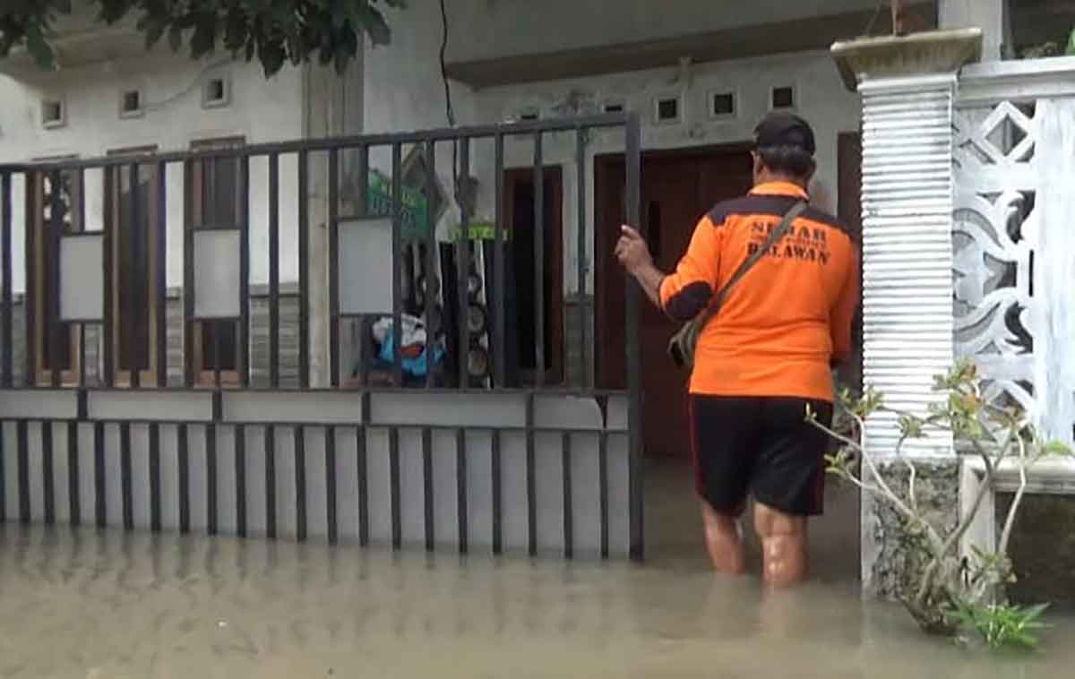 Kondisi banjir di Dusun Balongsono, Desa Talunkidul, Kecamatan Sumobito, Jombang.
