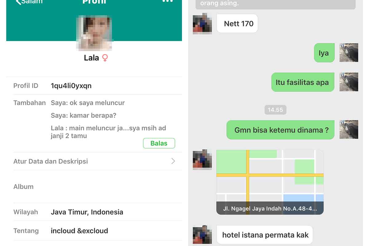 Cara transaksi dengan wanita portitusi melalui aplikasi Michat.