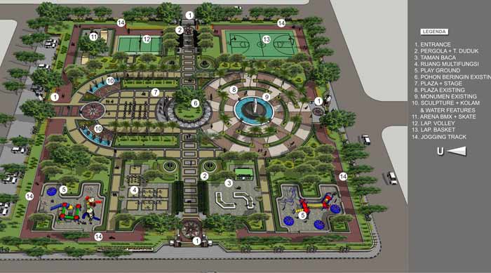 Maket taman bermain yang berada di Alun-alun Nganjuk dan saat ini masih dalam pengerjaan. (dok) 