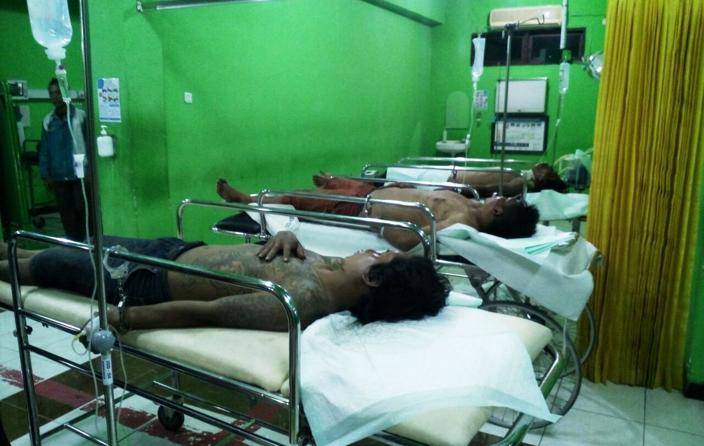 Ketiga pelaku saat dirawat di rumah sakit.