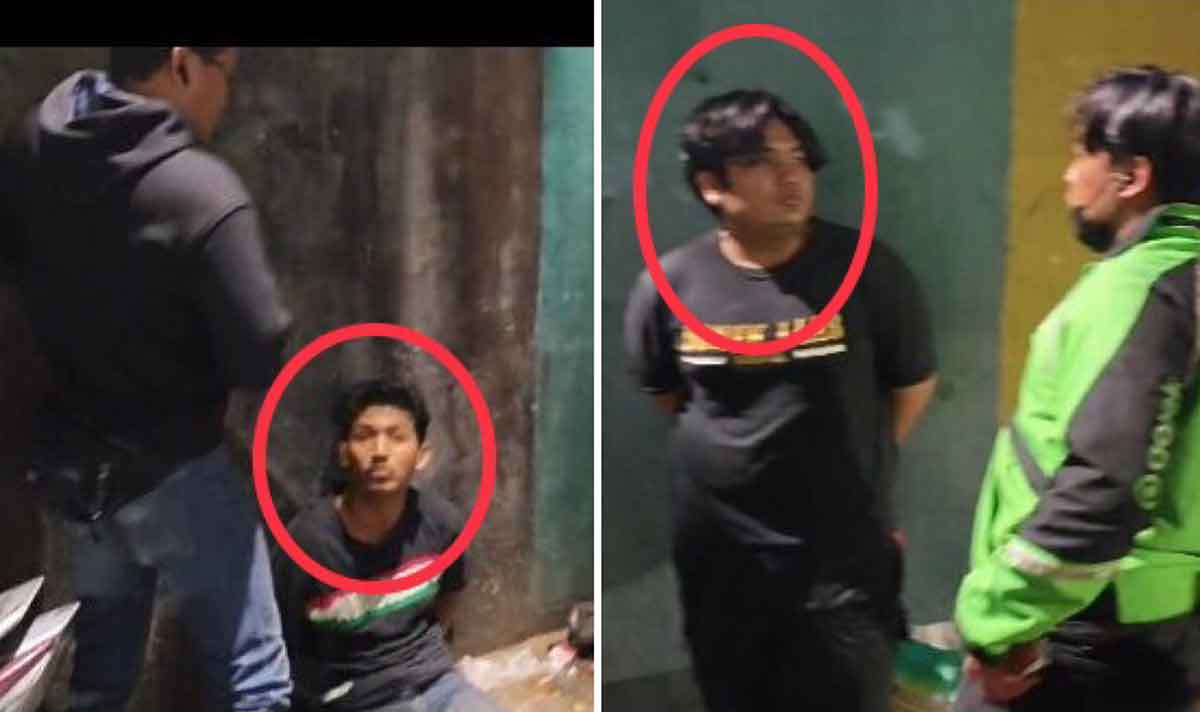 Pelaku saat diamankan petugas.