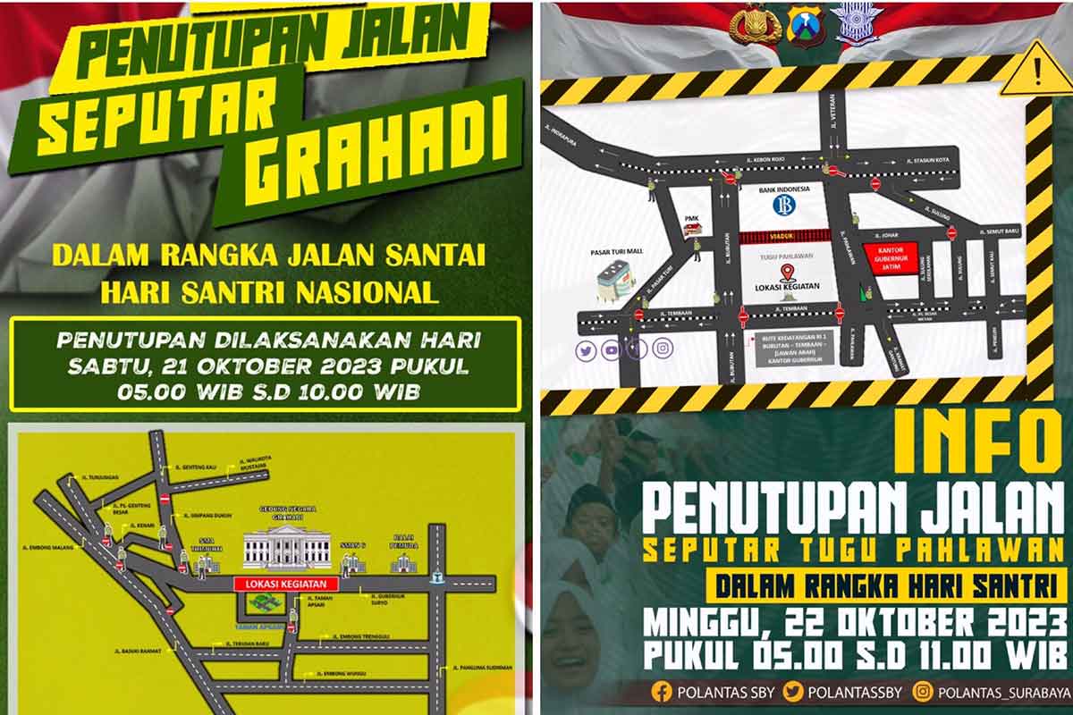 Rute Jalan Sehat Hari Santri Nasional Selama 2 hari yang di tutup 