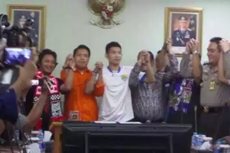 Enam Perwakilan Suporter Deklarasi Damai di Mapolda Metro Jaya.