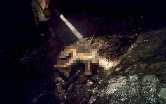 Mayat warga Semampir yang ditemukan terbakar.