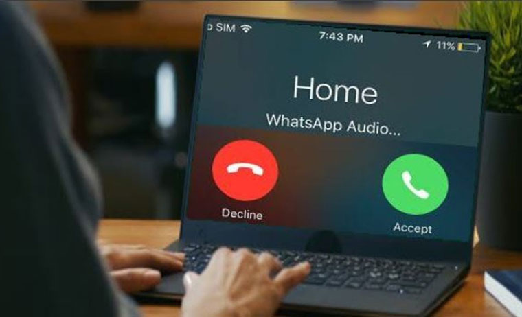 Ilustrasi panggilan suara melalui WhatsApp Desktop.