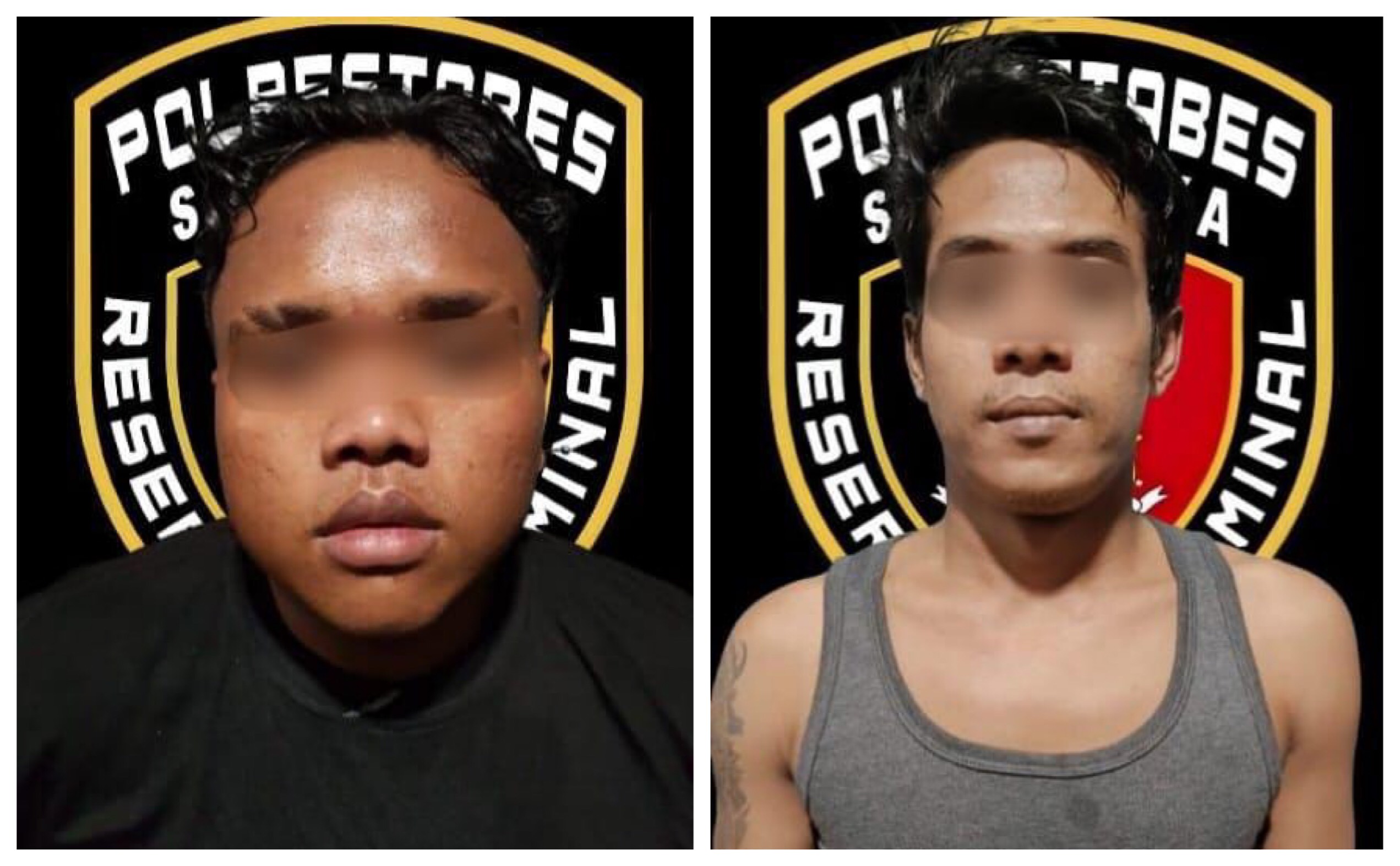MAH (30) dan AR (23) diamankan di Mapolrestabes Surabaya.