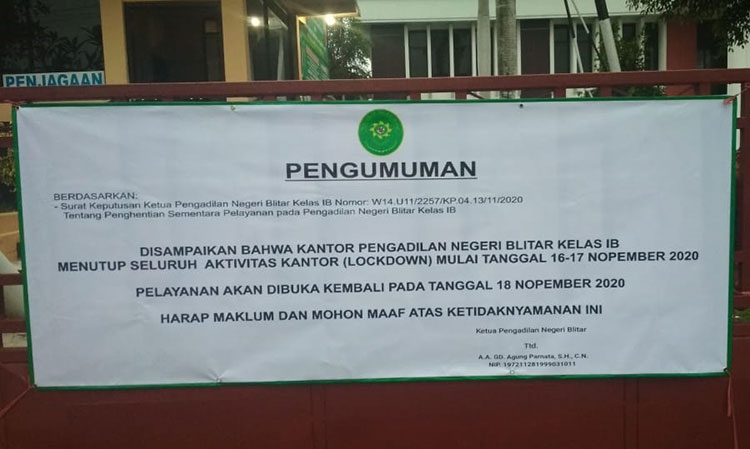 Hasil Tes Swab Massal Keluar, Pengadilan Negeri Blitar Tutup Pelayanan Dua Hari