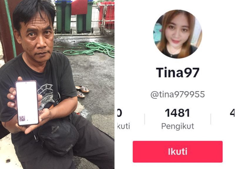  Korban menunjukkan bukti transfernya (kiri) dan akun Tina97 pelaku penipuan
