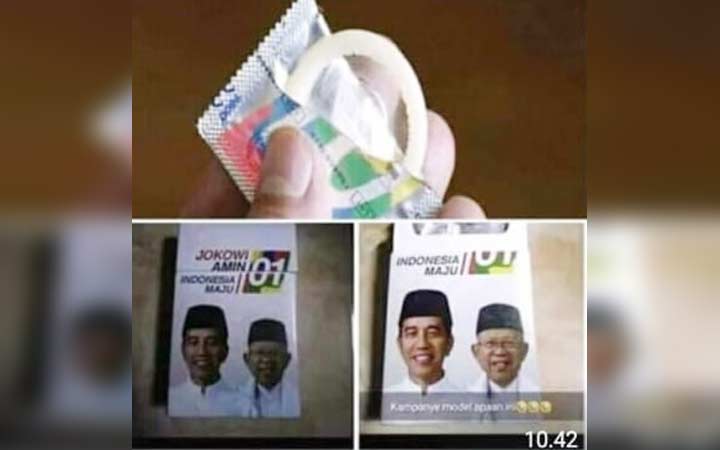 Kondom dengan kemasan bergambar Capres-Cawapres Nomor Urut 01. foto: ist