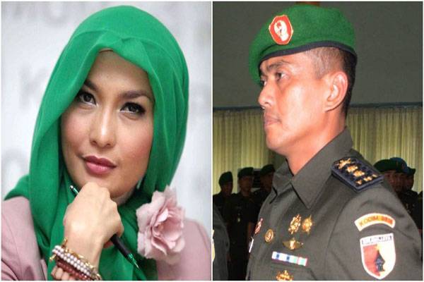 Arsetti Bilbina dan  Dandim Sidoarjo Letkol Kavaleri Rizeki Indrawijaya. Foto: lensa berita.net