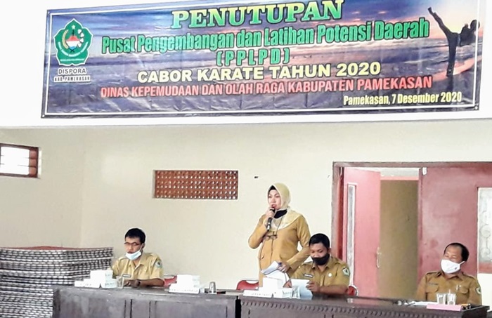 Kegiatan penutupan PPLPD Cabor karate yang dilaksanakan di Aula Kantor Dispora Kabupaten Pamekasan.