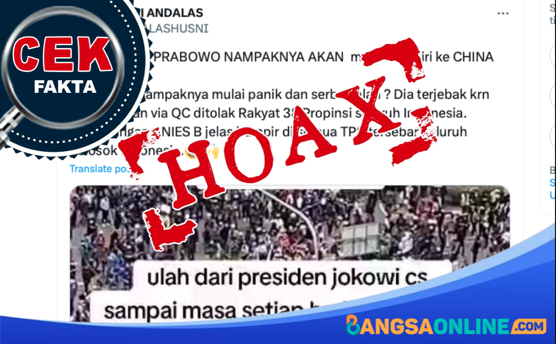 Unggahan yang bernarasikan Prabowo dan Jokowi akan melarikan diri ke Cina
