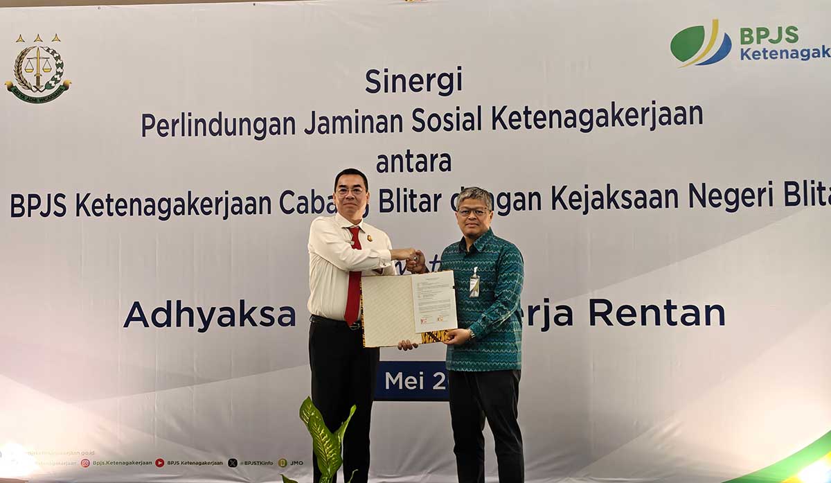 Bukti kolaborasi antara Kejari Blitar bersama BPJS Ketenagakerjaan Cabang Blitar.