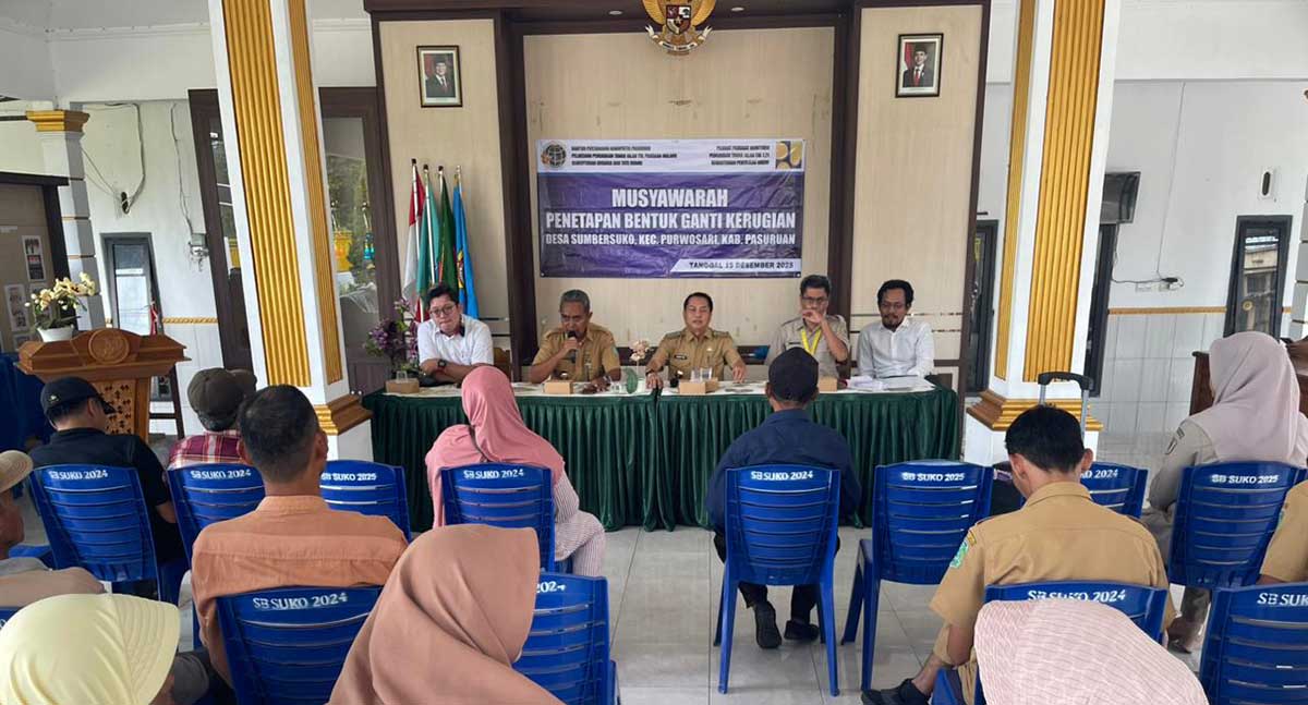 Musyawarah penetapan bentuk ganti kerugian terkait pelaksanaan pengadaan tanah untuk pembangunan dan pengembangan ruas Jalan Tol Pandaan-Malang.
