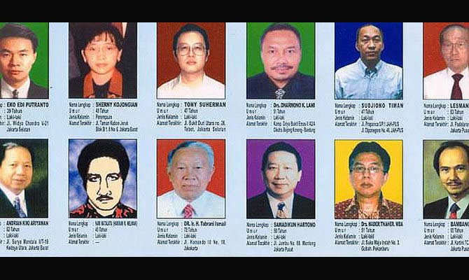Poster daftar buronan kasus korupsi. foto ilustrasi/kejaksaan. 