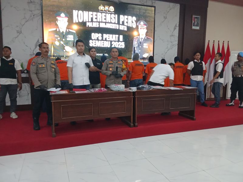 Konferensi pers Polres Mojokerto Kota saat menggelar konferensi pers