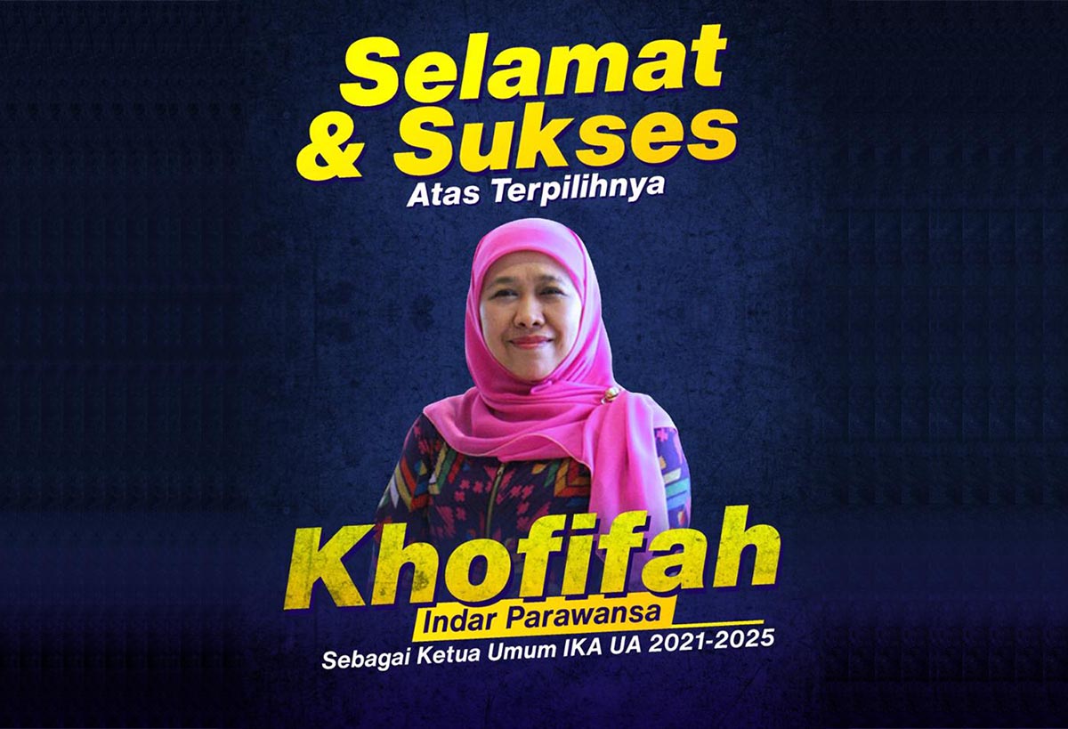 Gubernur Jawa Timur, Khofifah Indar Parawansa terpilih sebagai Ketua Umum IKA Unair dalam Kongres X yang berlangsung secara virtual. foto: istimewa.