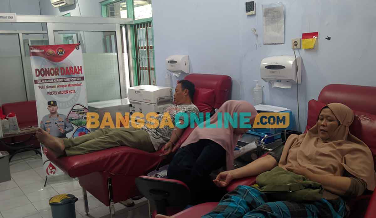 Polres Madiun Kota Gelar Donor Darah Sambut HUT ke-74 Humas Polri